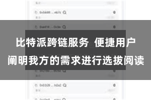 比特派跨链服务 便捷用户阐明我方的需求进行选拔阅读