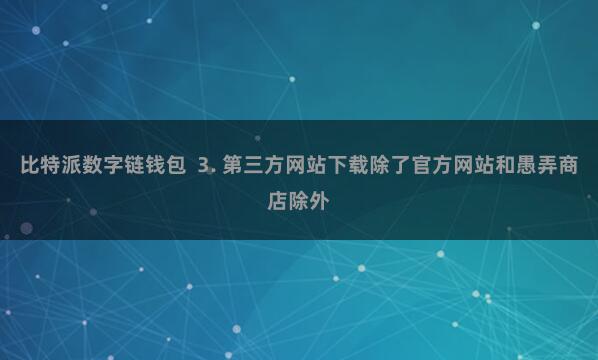 比特派数字链钱包  3. 第三方网站下载除了官方网站和愚弄商店除外