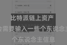 比特派链上资产  可能会需要输入一些个东说念主信息